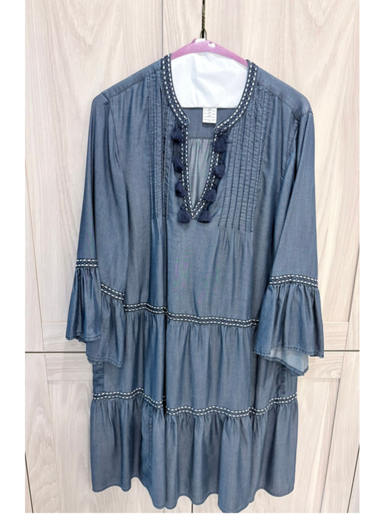 Tommy Bahama Dresses & Skirts - Tommy Bahama Chambray Tassel Dress Tunic Bell Sleeve XL